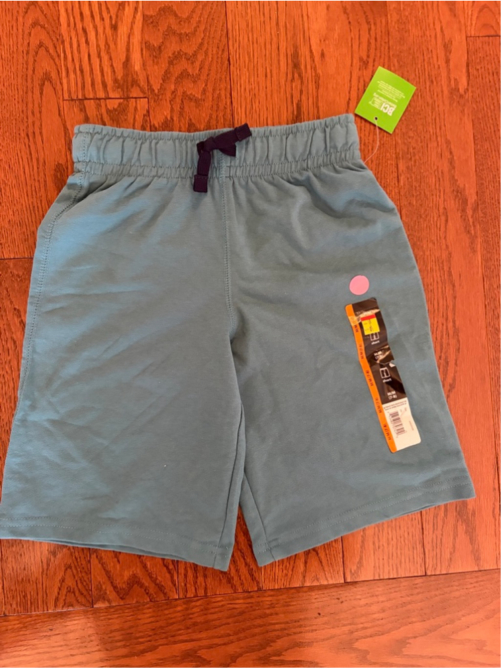 Boys George Teal Pull-On Shorts M (7-8) with Purple Drawstring